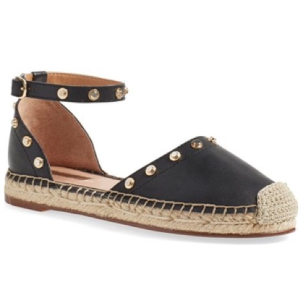 Halogen Dylan Studded Black Espadrilles Flats